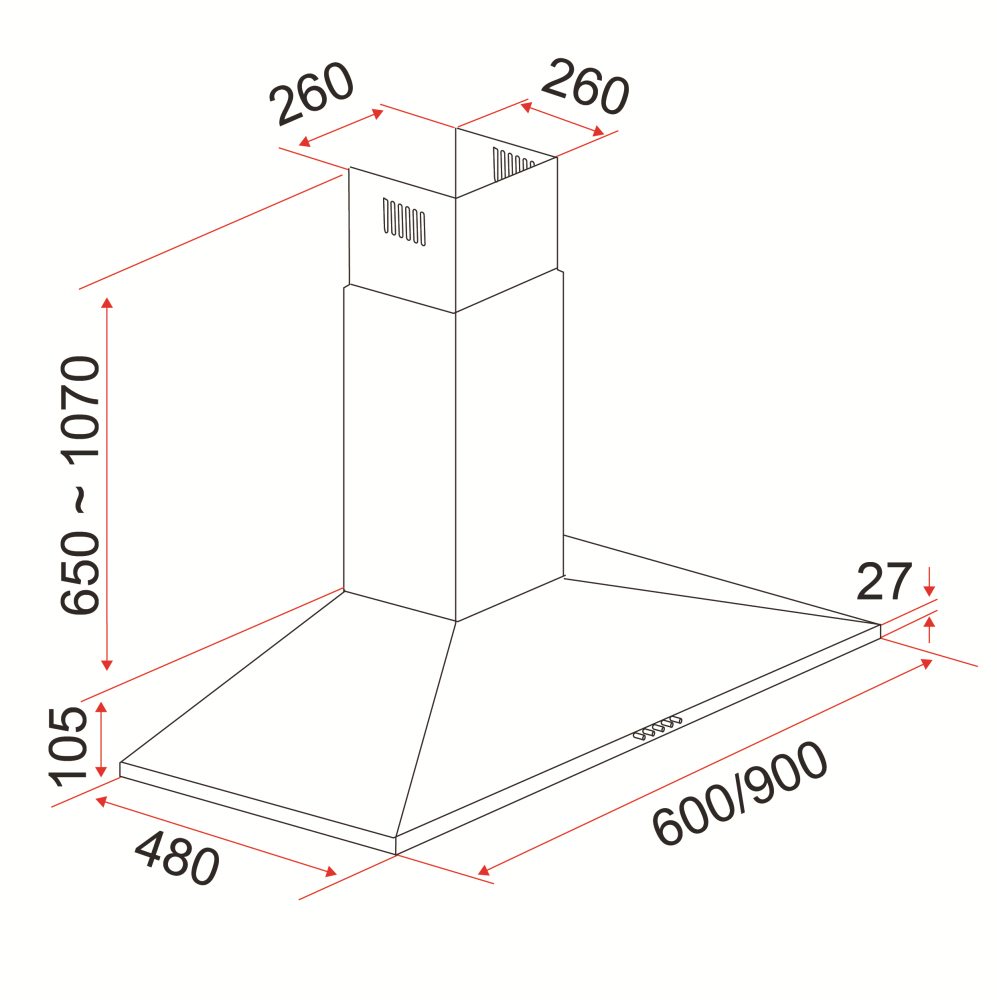 EF Wall Mounted Hood 90cm CK MIA 90