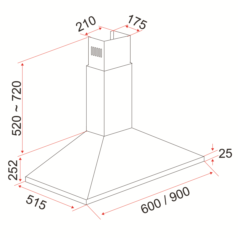 EF Wall Mounted Hood 60cm CK PREMIO 60