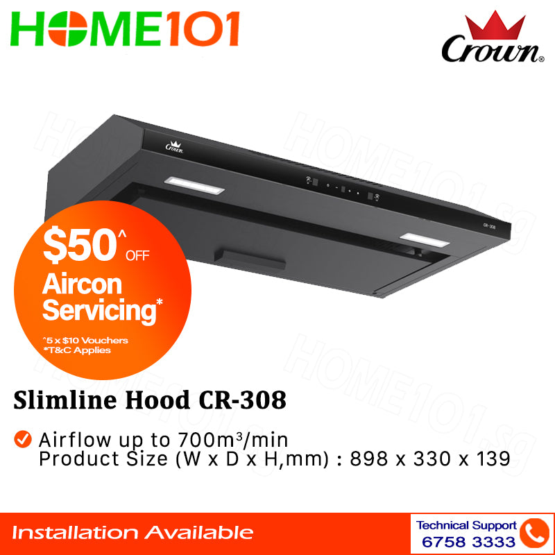 Crown Slimline Hood 90cm CR-803 || CR-308