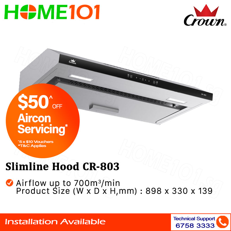 Crown Slimline Hood 90cm CR-803 || CR-308