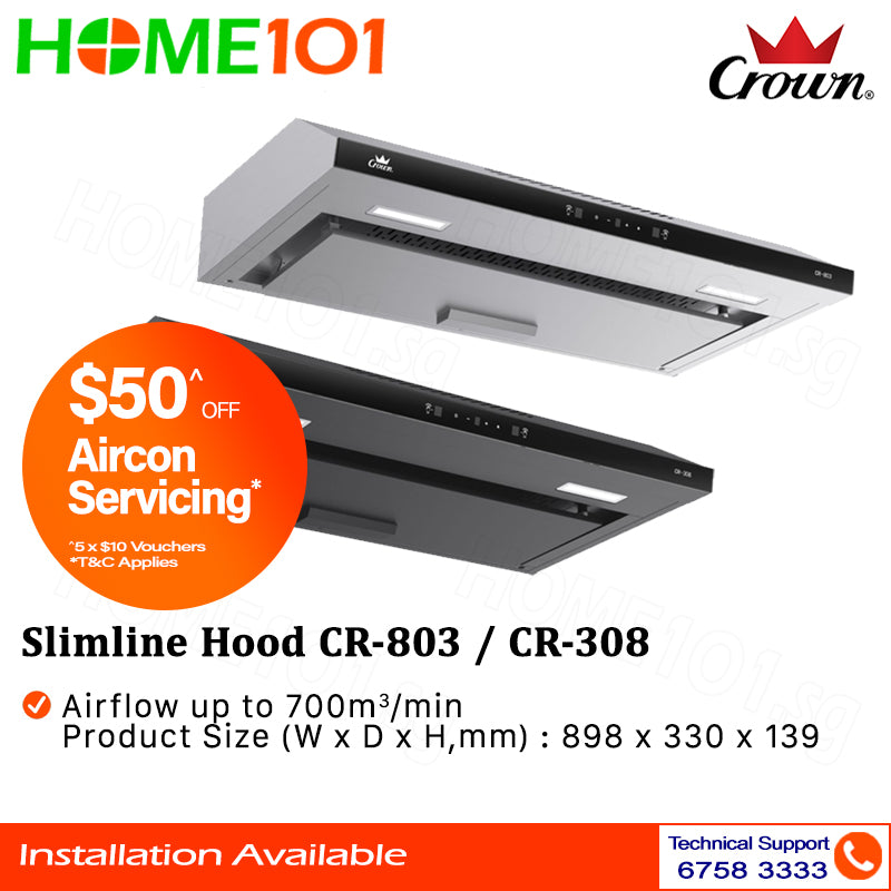 Crown Slimline Hood 90cm CR-803 || CR-308