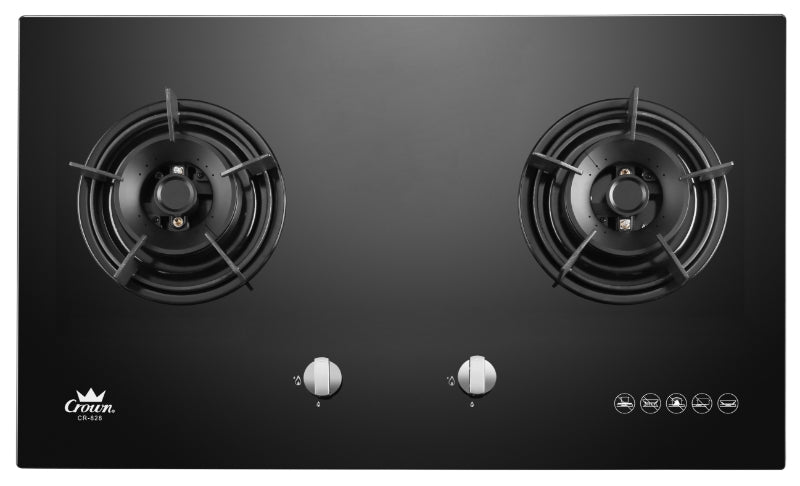 Crown Built-In Hob Tempered Glass 2 Burners CR-828 LPG / PUB - FREE INSTALLATION