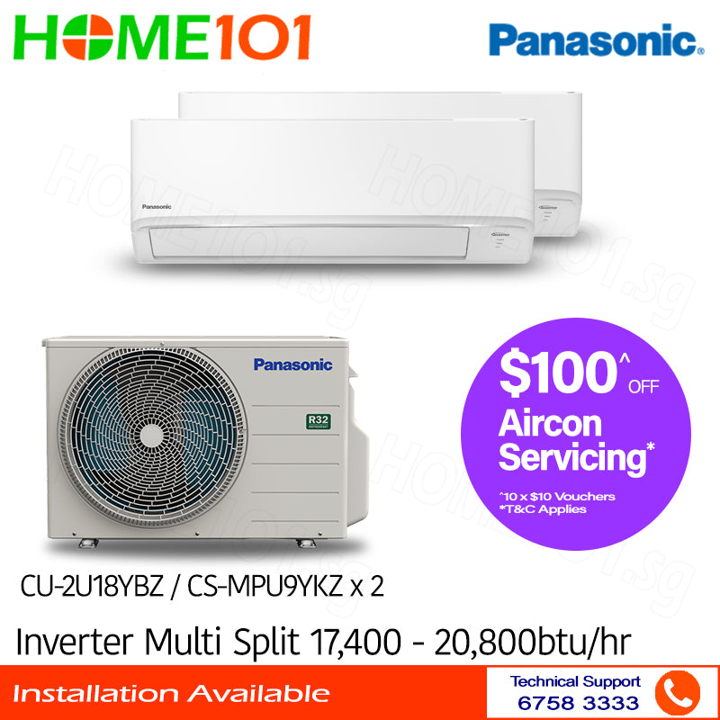 Panasonic Inverter Multi-Split AirCon CU-2U18YBZ / CS-MPU9YKZ x 2