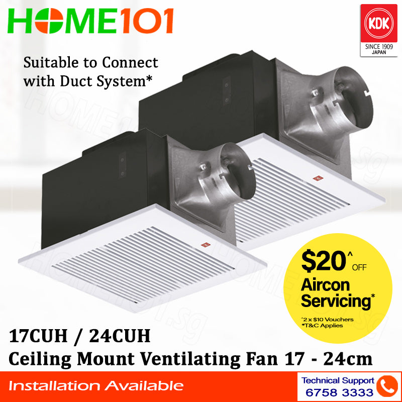 KDK Ceiling Mount Ventilating Fan 17-24cm 17CUH / 24CUH