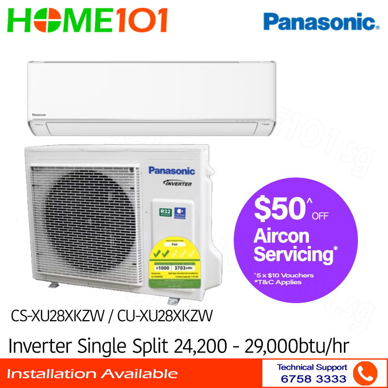 Panasonic Inverter Single Split AirCon 28000BTU CU-XU28XKZW - CS-XU28XKZW