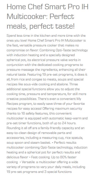 Tefal Home Chef Smart Pro Electric Pressure Cooker and Multi Cooker 5.0L CY638