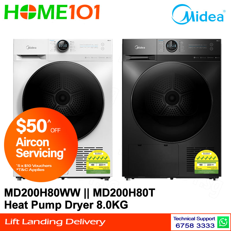 Midea Heat Pump Dryer 8.0KG MD200H80WW & MD200H80T