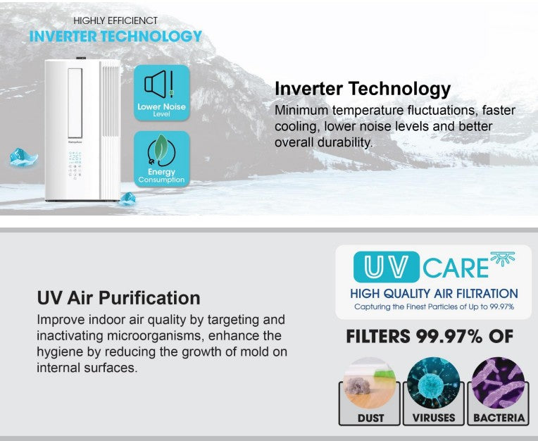 Europace Inverter Casement Aircon 8000BTU EAC8EUV