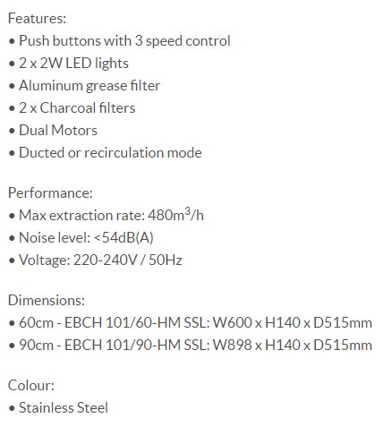 Elba Cooker Hood 90cm EBCH 101/90 HM SSL
