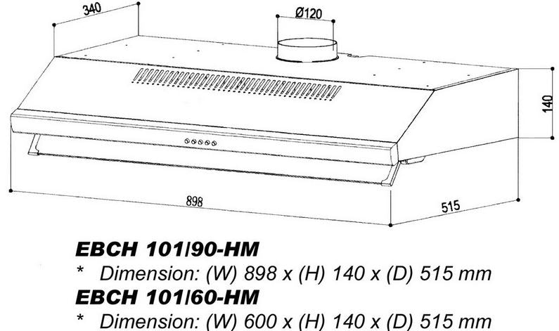 Elba Cooker Hood 90cm EBCH 101/90 HM SSL