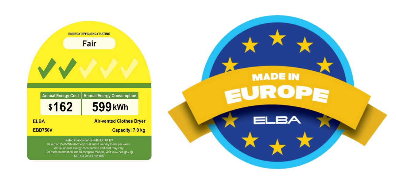 Elba Air Vented Dryer 7.0KG EBD 750V I EBD 750 V