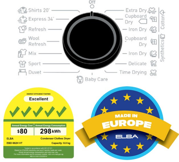 Elba Heat Pump Dryer 8.0KG EBD 882H VT
