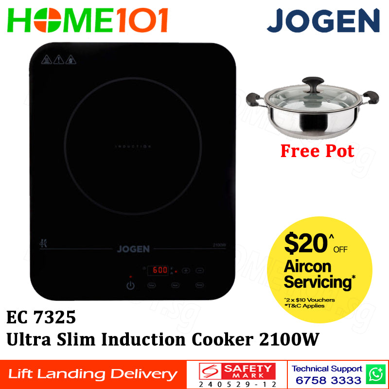 Jogen Ultra Slim Induction Cooker 2100W EC 7325 *FREE POT