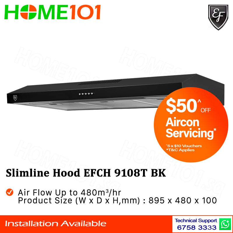 EF Slimline Hood 90cm EFCH 9108T BK