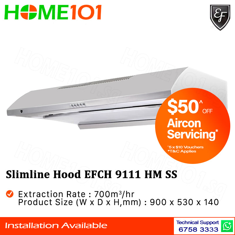 EF Slimline Hood 90cm EFCH 9111 HM SS