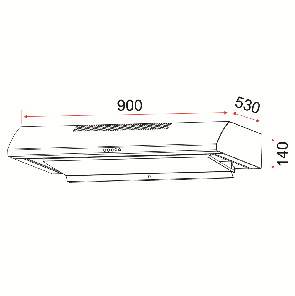 EF Slimline Hood 90cm EFCH 9111 HM SS