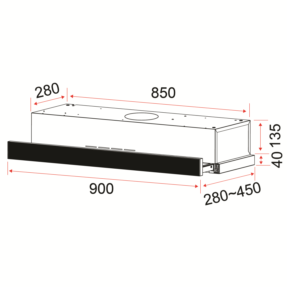 EF Telescopic Hood 90cm EFCH 9402-AL