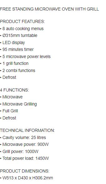 EF Microwave Oven 25L EFMO 8925 M