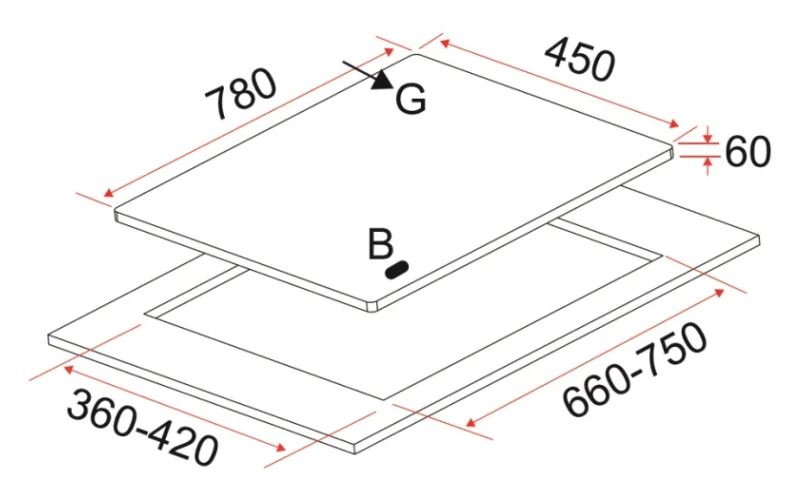EF Built In Stainless Steel Hob 2 Burners EFH 2760 TN VSB