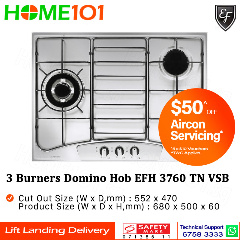 EF 3 Burners Domino Hob EFH 3760 TN VSB