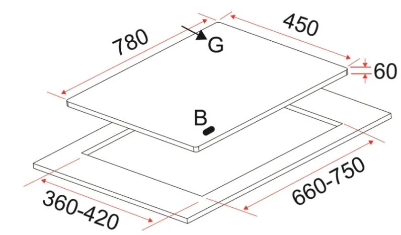 EF Built In Stainless Steel Hob 3 Burners EFH 3762 TN VSB