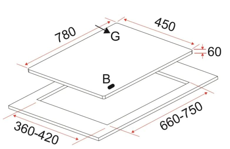 EF Built In Stainless Steel Hob 3 Burners EFH 3763 TN VSB