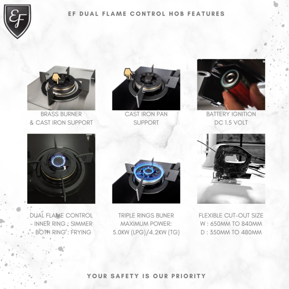EF 3 Burners Built-In Hob EFH 3767 WT VSB
