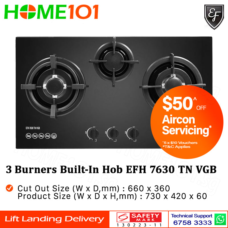 EF 3 Burners Built-In Hob EFH 7630 TN VGB