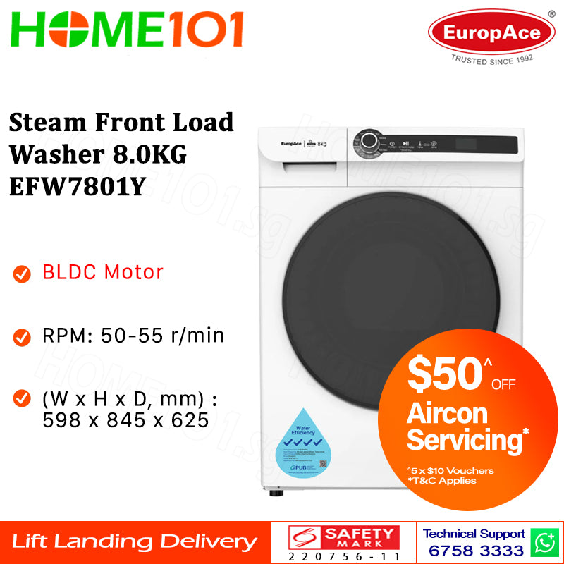 Europace Steam Front Load Washer 8.0KG EFW7801Y