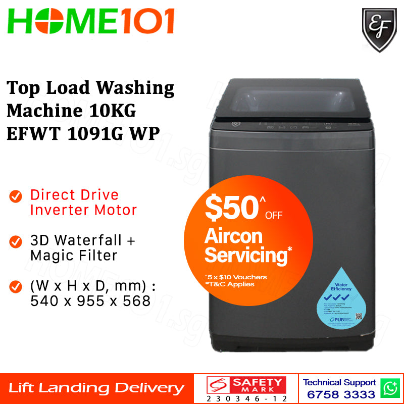 EF Top Load Washing Machine 10KG EFWT 1091G WP