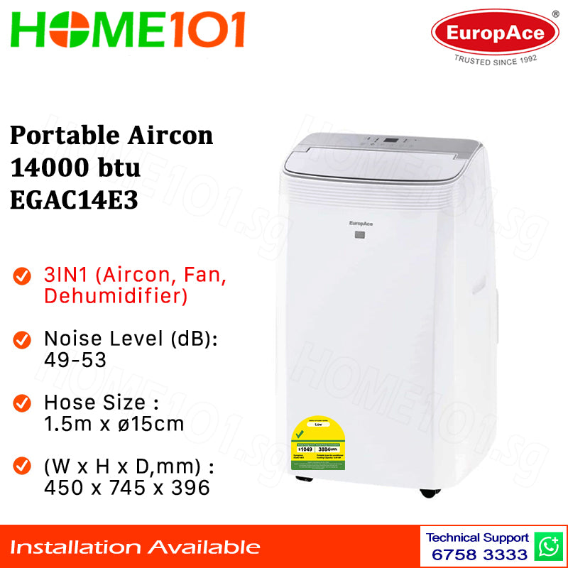 Europace Compact Series Green Portable Aircon 14000BTU EGAC14E3