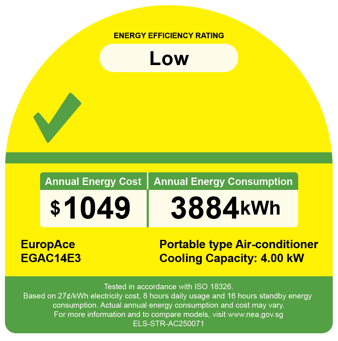 Europace Compact Series Green Portable Aircon 14000BTU EGAC14E3