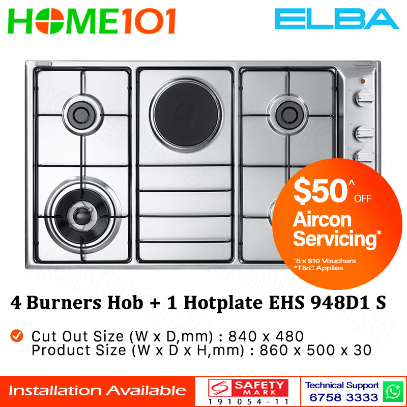 Elba 4 Burners + 1 Hotplate EHS 948D1 S