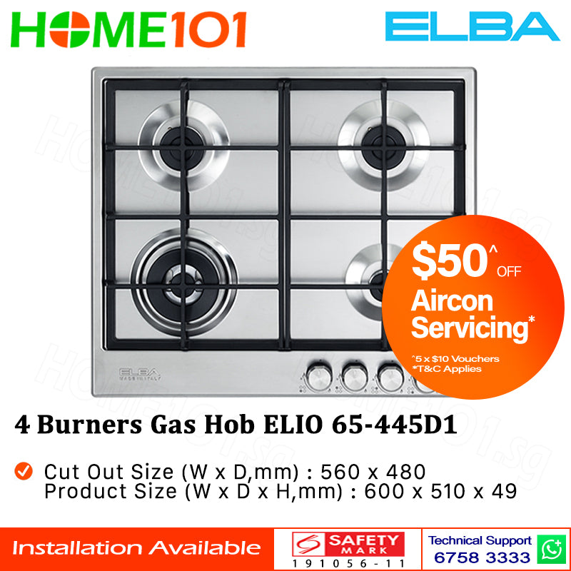 Elba 4 Burners Gas Hob ELIO 65-445D1