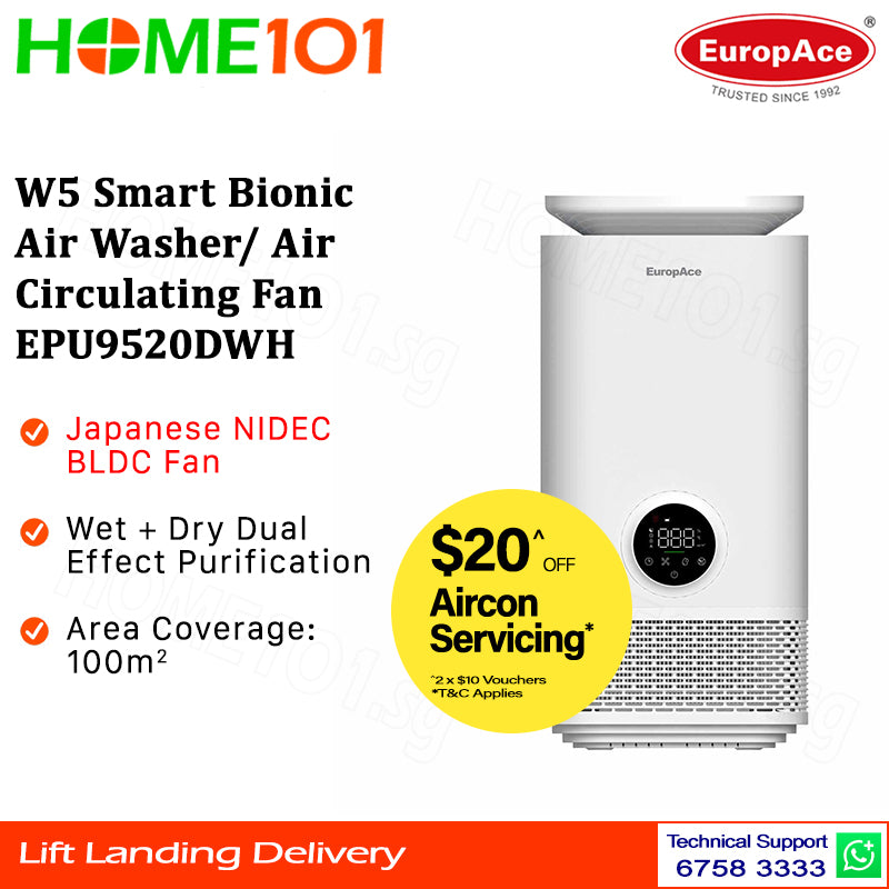 Europace W5 Smart Bionic Air Washer/Air Circulating Fan EPU9520DWH
