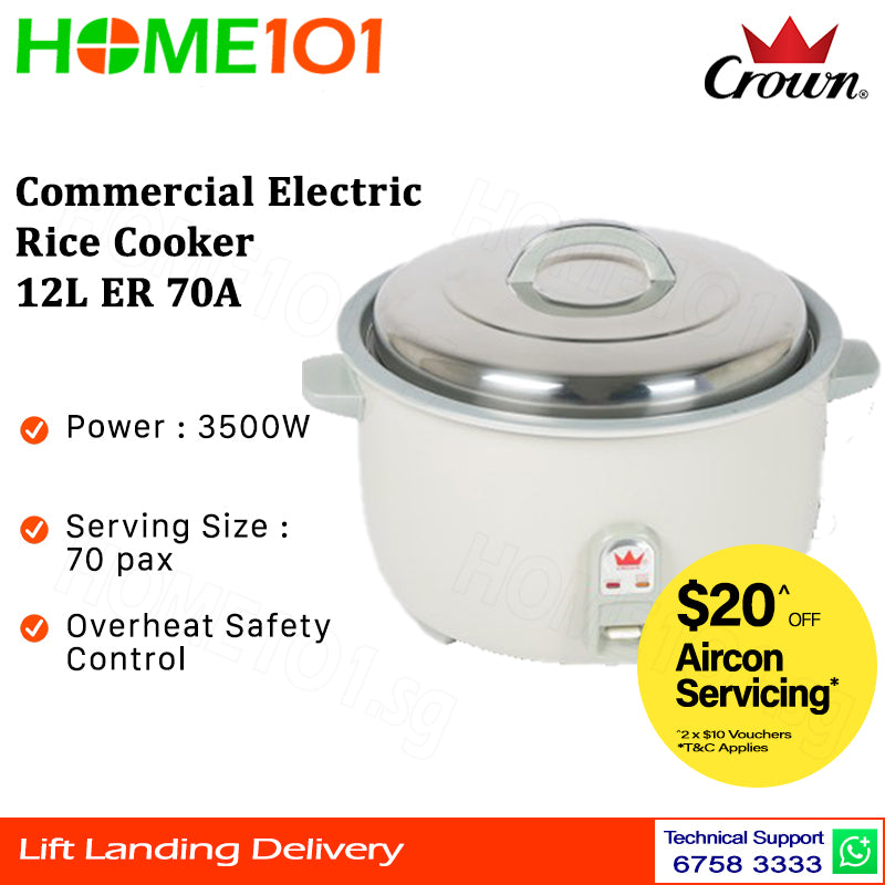 Crown Commercial Electric Rice Cooker 12L ER 70A