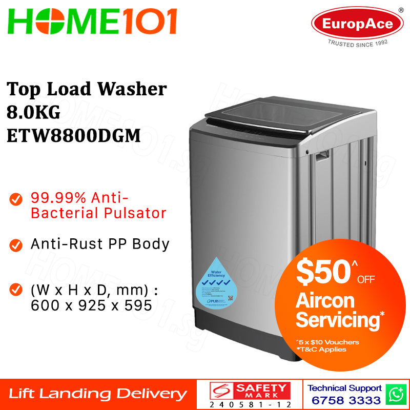 Europace Top Load Washer 8.0KG ETW8800DGM