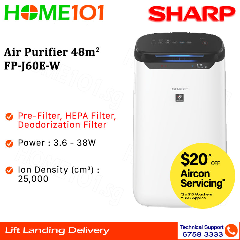 Sharp Air purifier 48m² FP-J60E-W