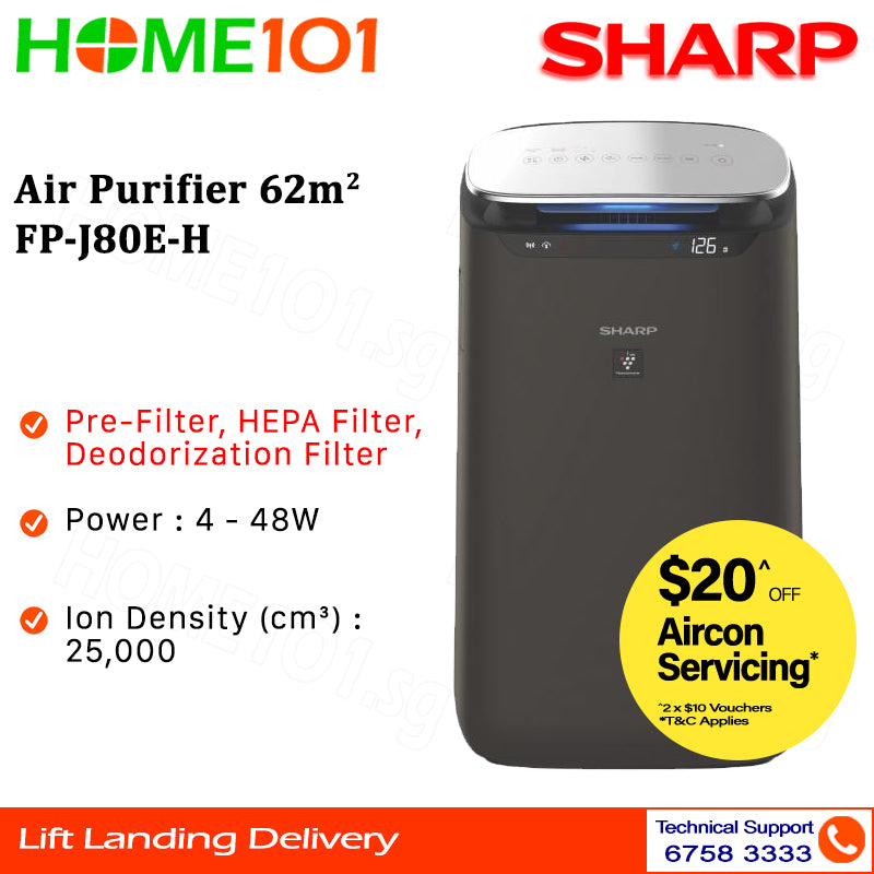Sharp Air purifier 62m² FP-J80E-H
