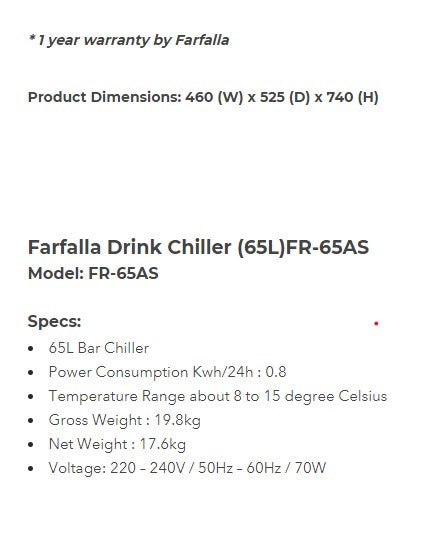 Farfalla Drink Chiller 65L FR-65AS