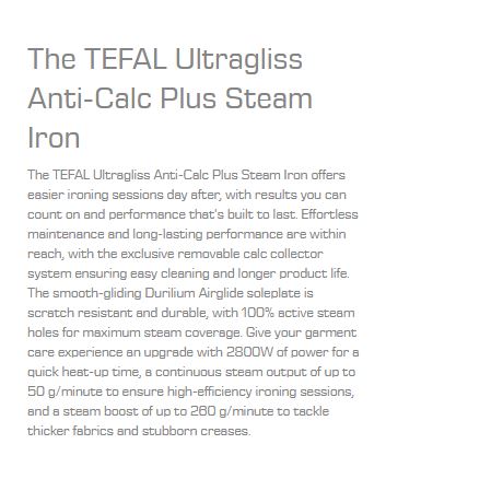 Tefal Ultragliss Plus Steam Iron 2800W FV6832
