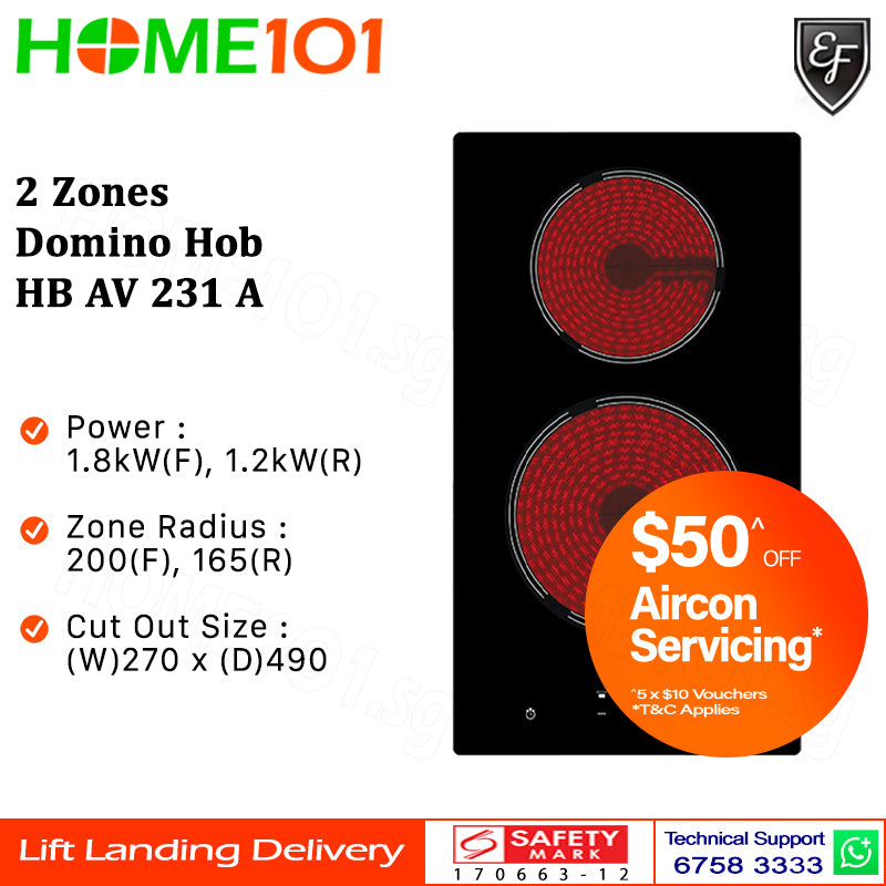 EF 2 Zones Domino Hob HB AV 231 A