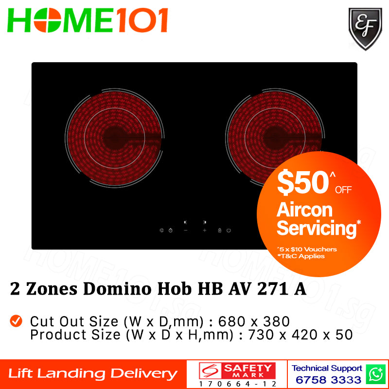EF 2 Zones Domino Hob HB AV 271 A