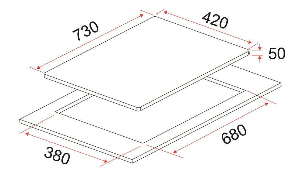 EF 2 Zones Domino Hob HB AV 271 A