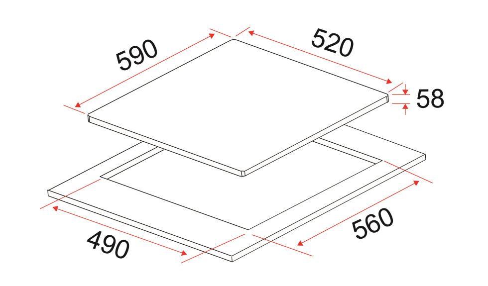 EF 4 Zones Domino Induction Hob HB BI 583 A