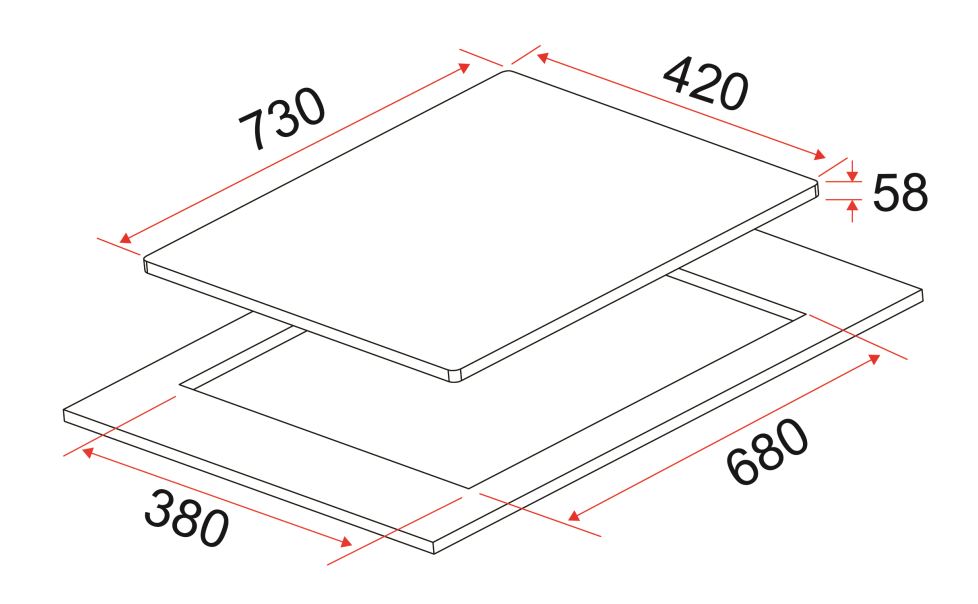 EF 2 Zones Domino Hob HB IV 2734 A