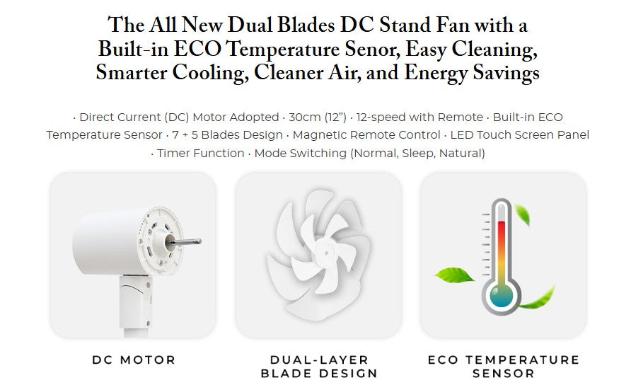 PRE-ORDER (ETA END JULY) KDK DC Stand Fan 12" with Remote HN30S