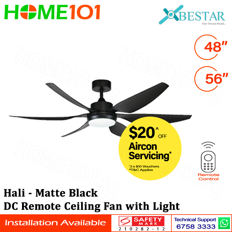 ($1 REPLACEMENT) Bestar DC Motor Ceiling Fan with Remote Control & Light 48"/56ā Hali