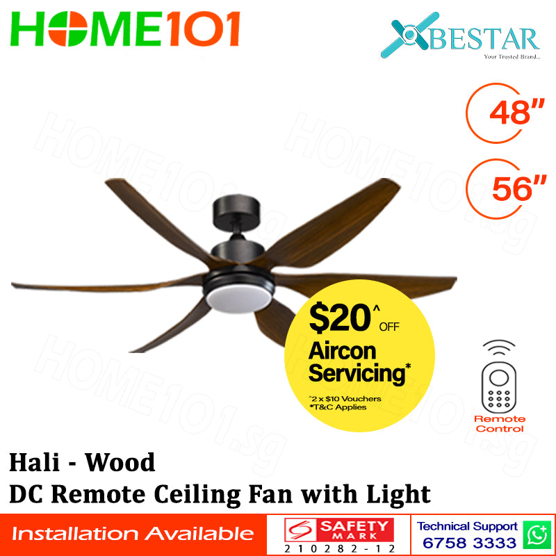 ($1 REPLACEMENT) Bestar DC Motor Ceiling Fan with Remote Control & Light 48"/56ā Hali