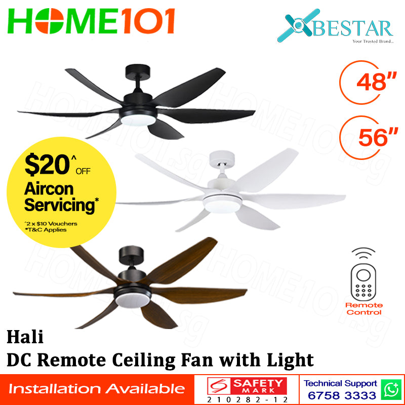 ($1 REPLACEMENT) Bestar DC Motor Ceiling Fan with Remote Control & Light 48"/56ā Hali